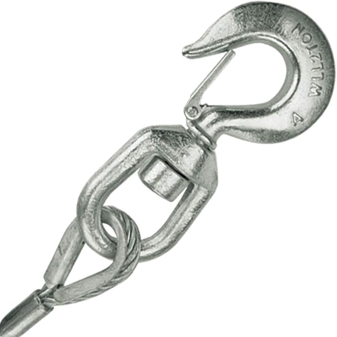 VULCAN Winch Cable with Swivel Hook - Steel Core - 3/8 Inch x 75 Foot - 14,000 Lbs. Minimum Breaking Strength