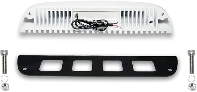 Raycharm 9.1" RV & Boat Low-Profile LED Awning Light Fixture, 40° Down Angle Focused Flood Beam, 3000K Warm-White, High Light-Output Low Ampere, Wateproof White Finish, 12V/24V, 1-Pack