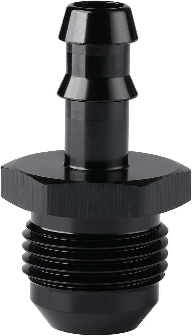 10AN Male Flare to 3/8 Hose Barb Straight Fitting Adapter Aluminum Black