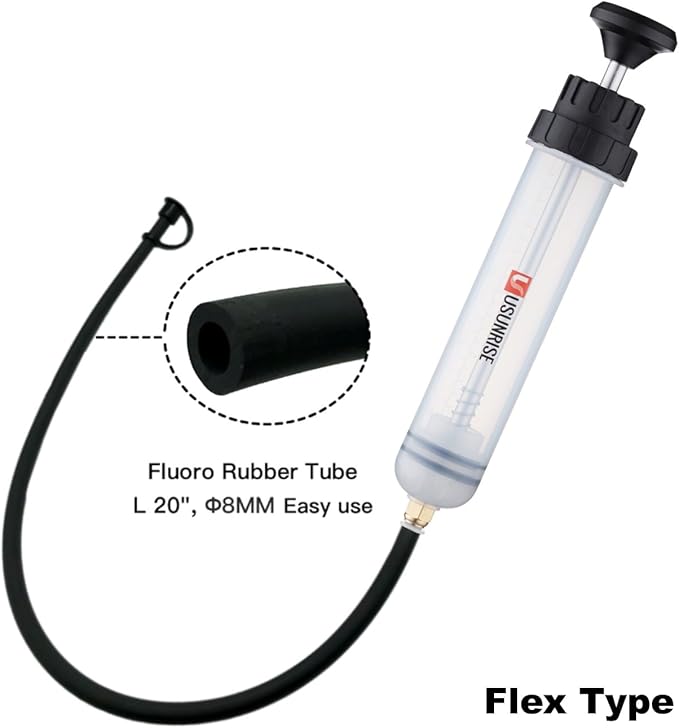 Automotive Fluid Extractor Pump,Oil Change Syringe with Long Hose,Syringe Style Pump for Power Steering Transmission Gear Oil & Brake Fluid Changes, Hand Vacuum Pump 200CC/200ML-3 ProType