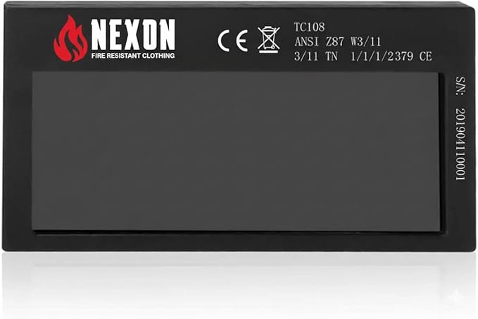 NEXFR 2x4 R-Series Fix Shade Auto Darkening Welding Lens R682 Solar Powered with 2 Pcs Polycarbonate Clear Protective Lenses for Pancake & Pipeliner Welding Hood (Red, Shade 13)