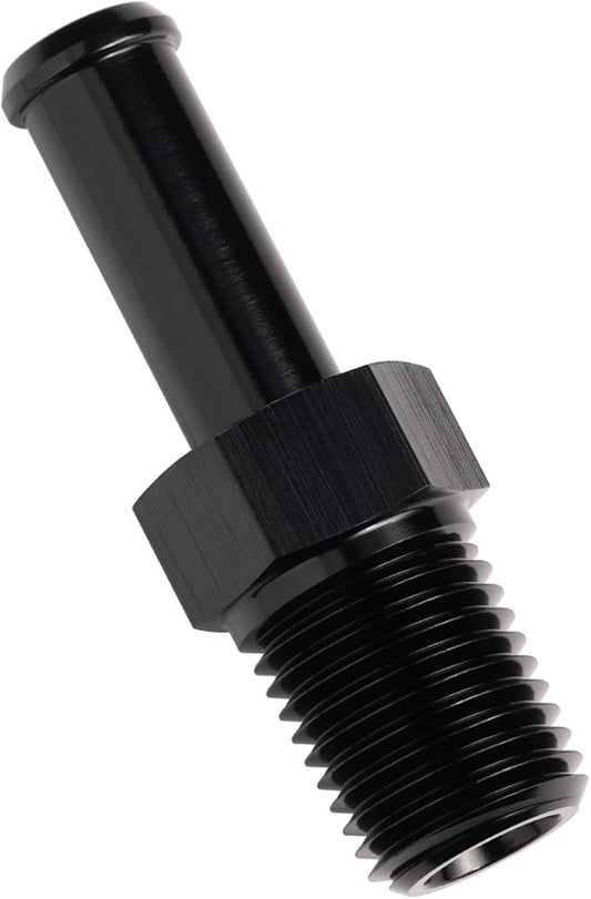 1/4 NPT Male to 3/8" Hose Barb Fitting Adapter Nipple Straight Aluminum Black