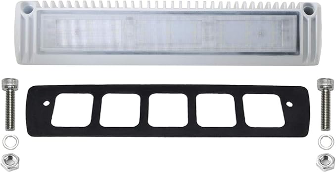 Raycharm 13" Exterior LED Flood Lighting Fixture, 40° Down Angle Beam, 6000K Cool-White, 12V/24V DC, High Lumen Output Low Current Draw, Waterproof White Finish for RV & Boat, 1-Pack