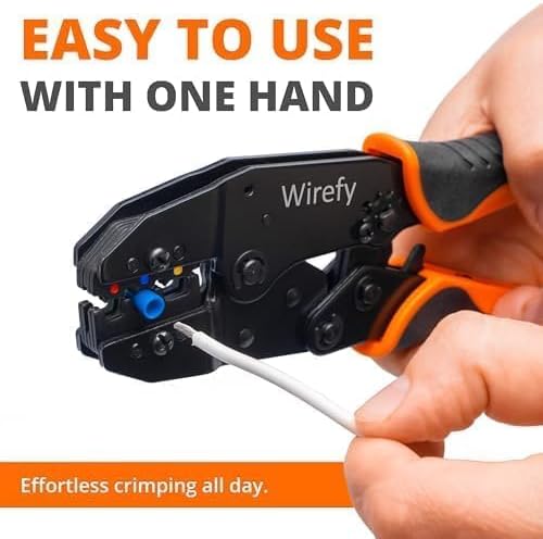 Wirefy Wire Crimping Tool for Insulated Connectors 22-10 AWG | Ratcheting Wire Crimper Tool | Crimp Pliers for Electrical Robust Terminal Crimper Connections
