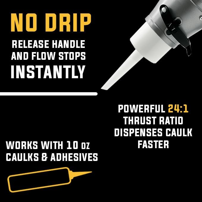 SILIGUN™ PRO Compact 24:1 Caulking Gun - No Drip Caulk Gun - Patent Design - Lightweight Aluminum Frame - Works with all 10 oz Tubes (SILIGUN PRO)
