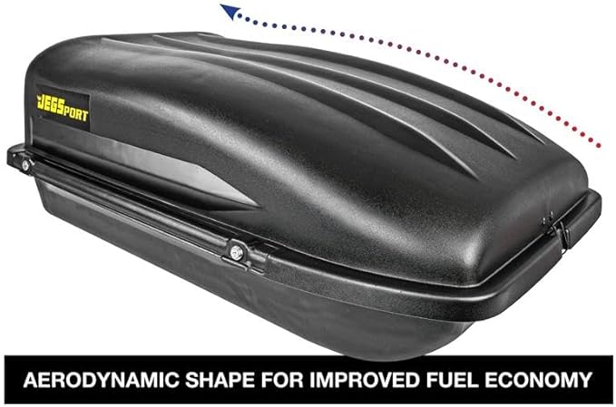 JEGS Rooftop Cargo Carrier for Car Storage - Small Roof Rack Cargo Carrier - Heavy Duty Weatherproof Storage - Made in USA - 10 Cubic Ft - 110 Lb Capacity - Zero Tool Easy Assembly - Aero Design