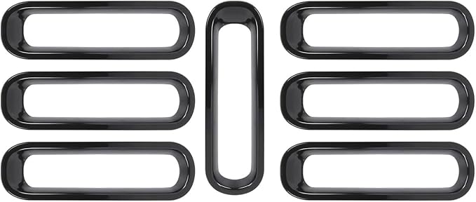 7Pcs Front Grille Inserts Guard for Jeep Wrangler JK 2007-2017 Matte Black Front Mesh Grille Cover Guard Clip-in Trim Cover, Matte Black