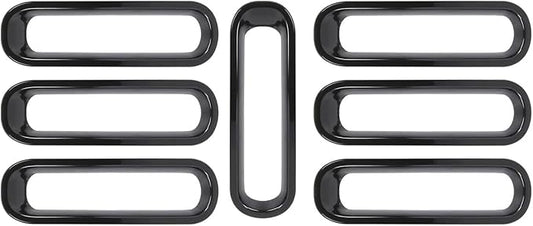 7Pcs Front Grille Inserts Guard for Jeep Wrangler JK 2007-2017 Matte Black Front Mesh Grille Cover Guard Clip-in Trim Cover, Matte Black
