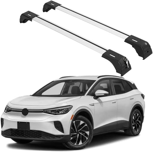 ERKUL Roof Rack Cross Bars for VW Volkswagen ID.4 2021-2025 | Aluminum Crossbars with Anti Theft Lock for Rooftop | Compatible with Flush Rails - Silver