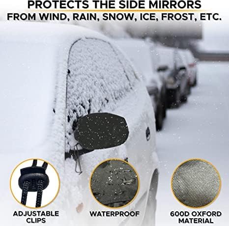 EcoNour Windshield Cover for Ice and Snow | Windshield Snow Cover with Side Mirror Cover & Wiper Protection | Oxford Fabric Winter Cover for Cars, SUVs, Trucks | Medium (69"x42")