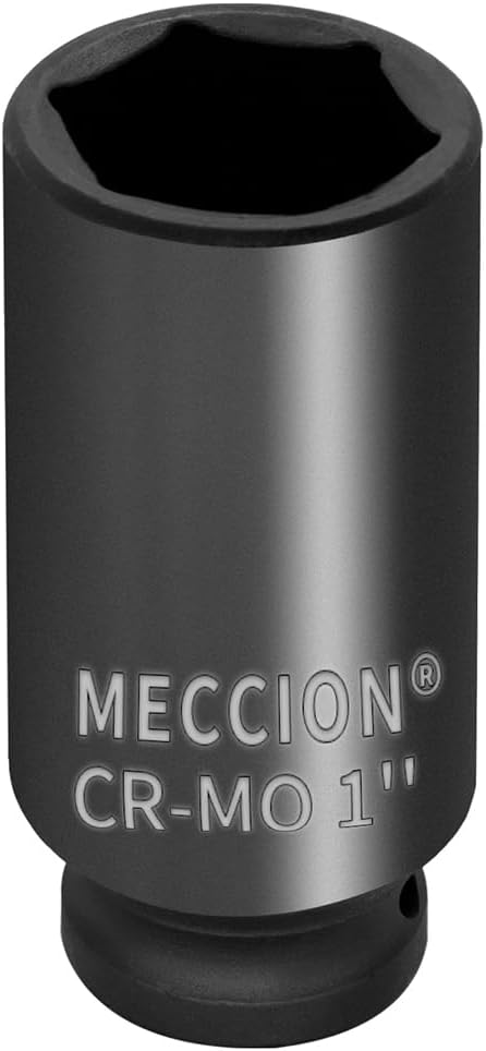 Meccion 1/2 Inch Drive Impact Socket 1 inch SAE, 6 Point Cr-Mo Deep Impact Socket, 78mm Length