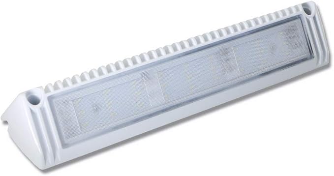 Raycharm 13" Exterior LED Flood Lighting Fixture, 40° Down Angle Beam, 6000K Cool-White, 12V/24V DC, High Lumen Output Low Current Draw, Waterproof White Finish for RV & Boat, 1-Pack