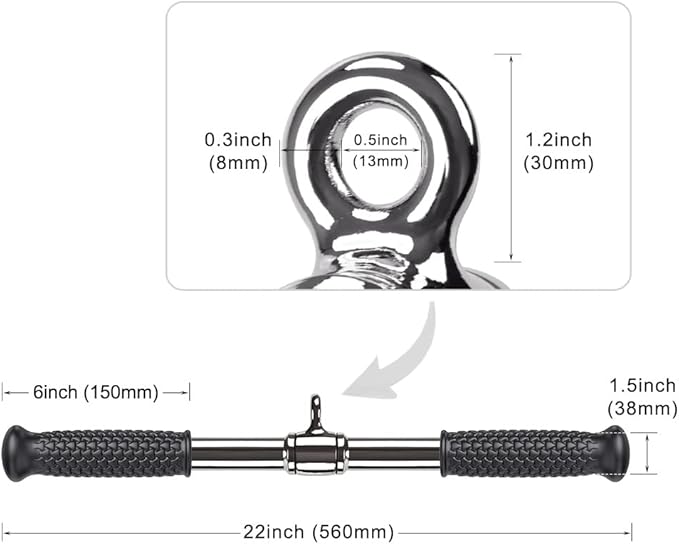 SELEWARE Rotating Straight Bar Cable Machines Attachments for Gym, Pull Down Bar Press Down Bar with Non-Slip Rubber Handle, Universal Attachment for Cable Machines