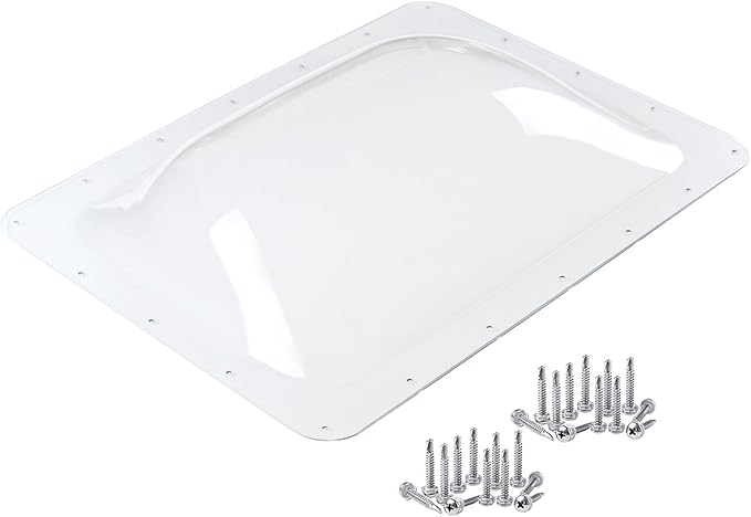 XMK 18" x 26" RV Skylight Replacement Cover for Camper Trailer Motorhome Roof, RV Shower Skylight Cover Outer Dome Fit 14" x 22" Openings, Impact Resistant, Clear