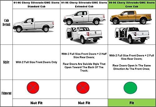 Smoke Window Visor Compatible with 2002-2006 Avalanche/Escalade/Silverado Crew Cab Rain Guards Wind Deflector 94355