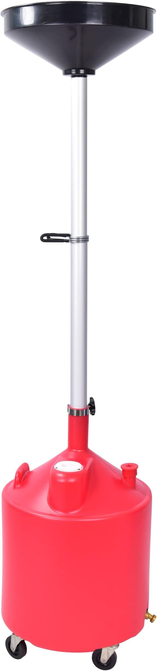 Aain 18 Gallon Industrial Waste Oil Drain Tank,Oil Changing,Portable Waste Oil Change Tank With Wheels and Adjustable funnel height for car, Funnel Drain, Red