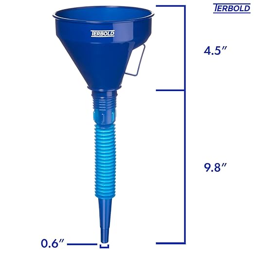 Automotive Flex Funnel with Hose | Wide Mouth Flexible Oil Funnel for Automotive Use - Gas, Transmission Fluid, Car Fuel, Oil Change (Blue)