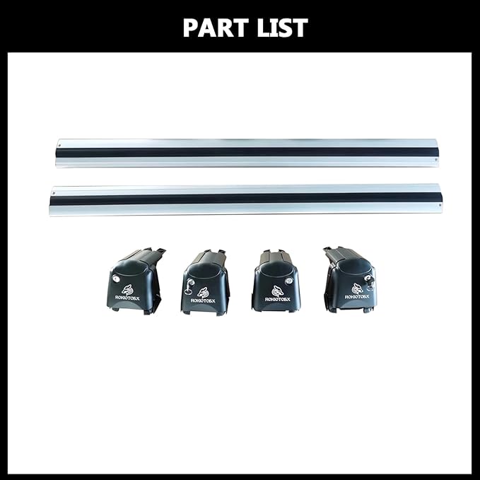 ROKIOTOEX Roof Rack Crossbars - Fit 2007-2012 Santa Fe Flush Side Rail - Panoramic Sunroof - 220LBs Load Bar - Metal Locking Cap- Easy Install & Adjusting - Wind Noise Reduction Strips Silver Cougar