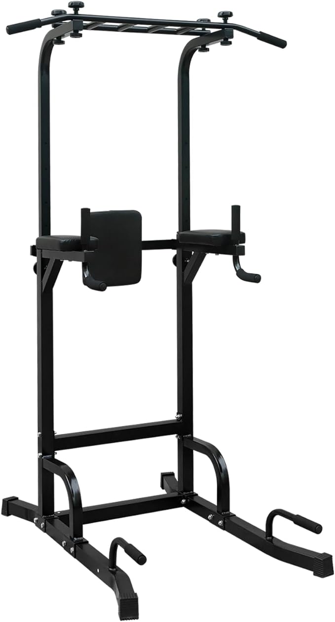 Power Tower Pull Up Bar Station,Height Adjustable Multi-Function Dip Station for Home Gym Strength Training Fitness Workout Equipment