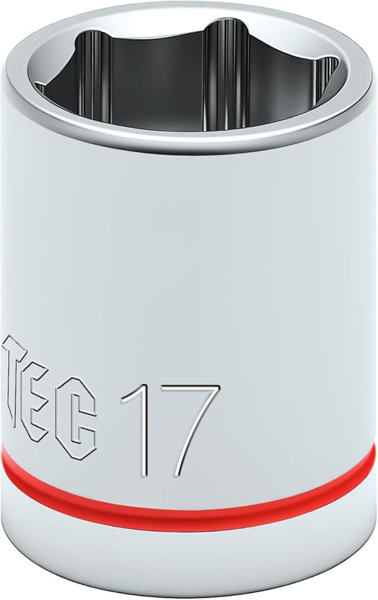 6-Point Shallow Impact Socket, 3/8-Inch Drive 17mm inch Socket, CR-V Drive Socket for Auto Repairing and Household