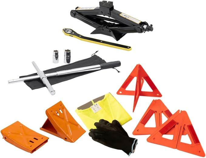 Modern Spare Tire Changing Ultra Kit for Dodge Challenger – Proprietary Scissor Jack Design with Dodge-Specific Jack Head & High-Leverage Cross-Wrench System for Easy Storage