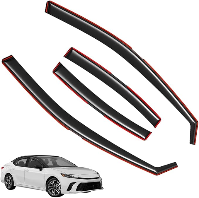 in-Channel Window Visors Rain Guards FIT Toyota Camry Side (2025-2026) – 4-Piece in-Channel Dark-Smoke Polycarbonate Vent Deflectors