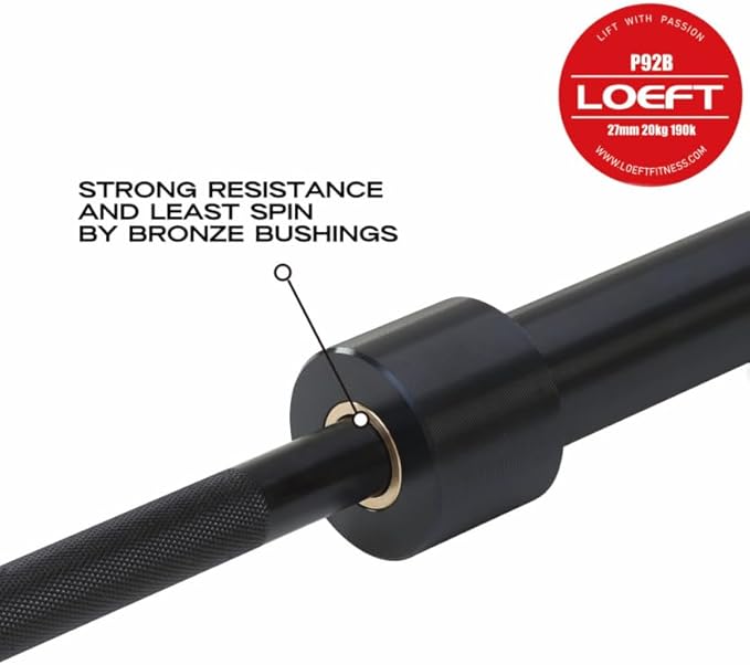 Professional Powerlifting Deadlift Barbell, 92in 27MM Olympic Barbell for Powerlifting, Deadlift Bar for 45lb 1500 lbs Weight Capacity 190K PSI, Enhanced Flex Weight Bar Fit 2" Weights