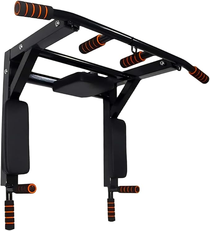 Wall Mounted Pull Up Bar Chin Up bar Multifunctional Adjustable Dip Station for Indoor Home Gym Workout, Power Tower Set Training Equipment Fitness Dip Stand Supports to 440 Lbs (Black)