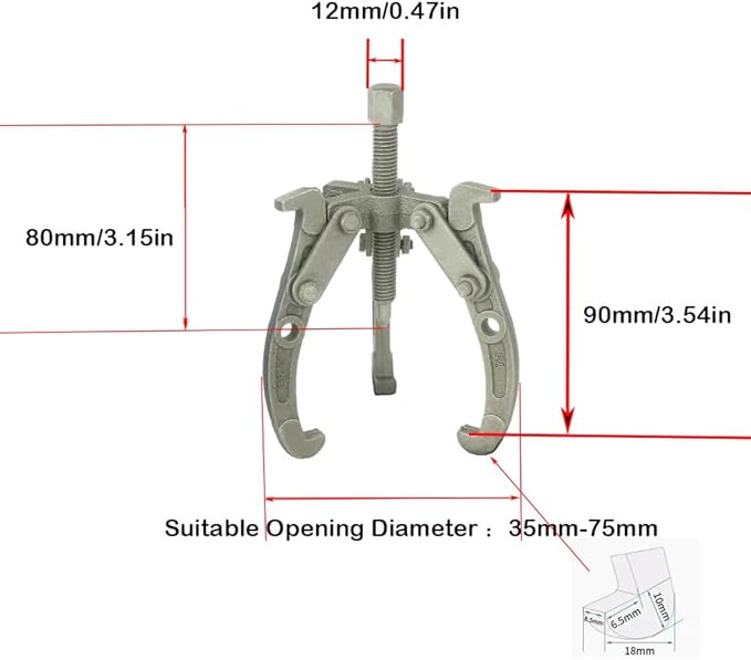 3 Jaw-3" Gear Puller,3 Jaw Puller for Pulley Gear Bearing Flywheel Removal(3in)