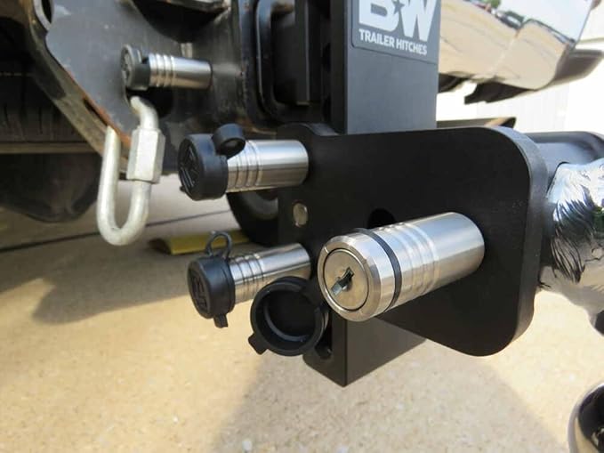 61775 | 4 Pack Mixed 2.5, Keyed Alike, Hitch Locks for B&W 2" & 2.5" Tow and Stow 10K LB & 18K LB - Includes Receiver Lock for 2.0" Or 2.5" Receiver