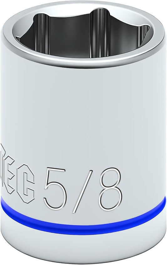 6-Point Shallow Impact Socket, 3/8-Inch Drive 5/8" Socket, CR-V Drive Socket for Auto Repairing and Household