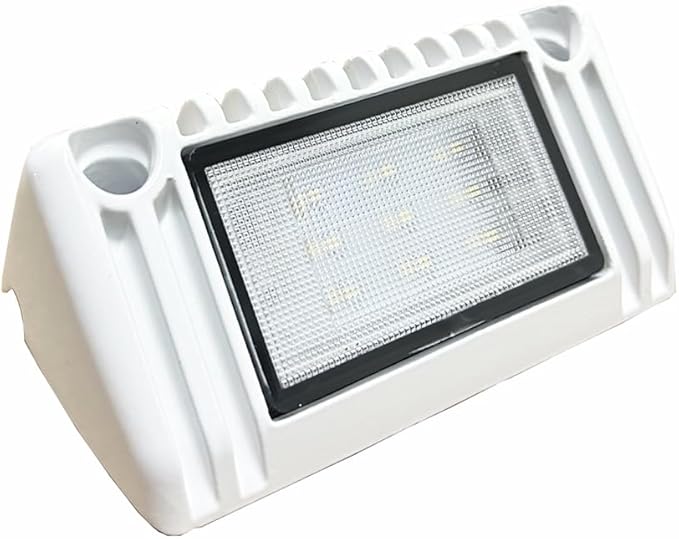 5 Inch RV LED Awning Porch Lights, Exterior Lighting, 12V/24V DC, 6000K Cool White, Down Angle Flood Beam, High Lumen Output for Truck Boat Trailer Campervan, White Finish, 1 Pack