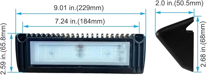 RV LED Porch Exterior Lights, 9 inch Down Angle Flood Beam Awning Utility Light, 3000K Warm-White 12V/24V DC 1800 Lumen, Black Finish Aluminum Housing, for RVs Trailers Campers, 1 Pack