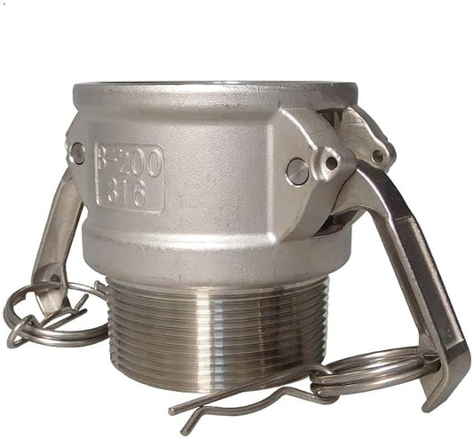 1/2" Female Camlock x 1/2" Male NPT Adapter - Stainless Steel 316 Type B - Industrial Grade, Corrosion Resistant, Durable, Quick Connect Fitting