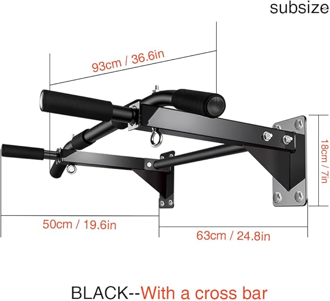 Wall-Mounted Pull-Up Bar – Drill Installation, Home Gym Equipment for Indoor Fitness, Chin-Up Bar for Strength Training, Spine Stretching & Inverted Workouts