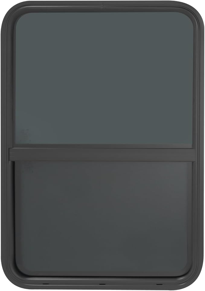 RV Window, 24" X 36" Universal RV Window Vertical Slide W/Trim Ring, Vertical Sliding Glass Window with Screen Window for Cargo, Horse Trailer, Marine Camper Window Replacement (24" X 36")