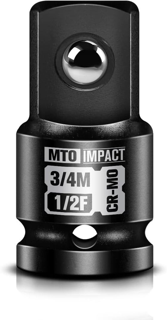 MTO 1/2" Female to 3/4" Male Impact Socket Adapter, 1/2-Inch Impact Socket Adapter, Chrome Molybdenum Alloy Steel