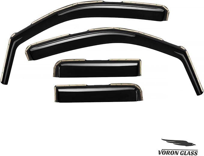 Voron Glass in-Channel Extra Durable Rain Guards for Nissan Frontier 2005-2021 Crew Cab, Window Deflectors, Vent Window Visors, 4 Pieces - 200745