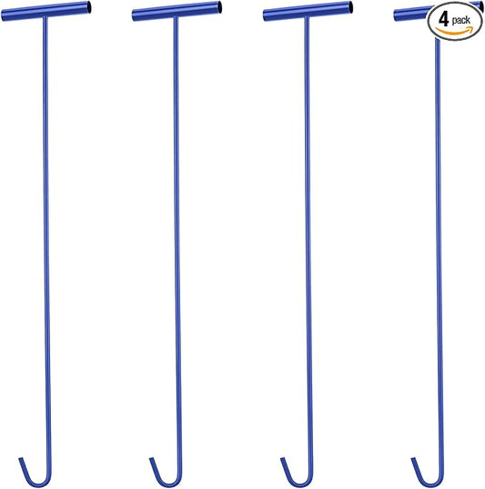 Zonon 4 Pack 31" Blue Fifth Wheel Puller 5th Wheel Pin Puller for Semi Truck Cotter Spring Pulling Tool Solid Steel Dock Hooks Portable Type Lifting J Hook for Pulling Storm Drain Manhole Covers