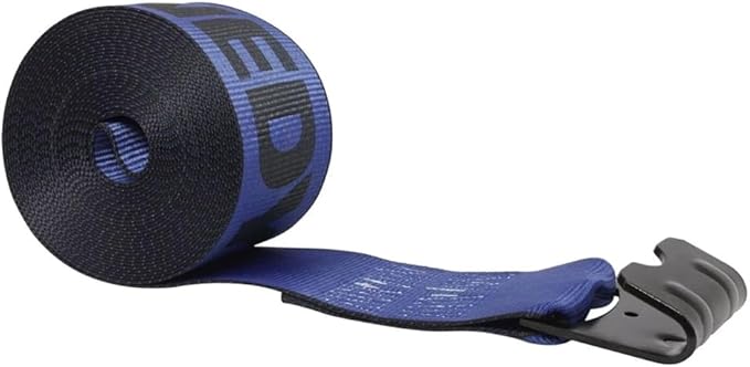 Mytee Products Kinedyne Winch Straps 4" x 30" Blue Heavy Duty Tie Down w/Flat Hooks WLL# 5400 lbs | 4 Inch Cargo Control for Flatbed Truck Utility Trailer (10 Pack)