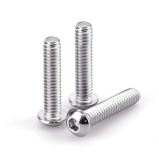1/4-20 x 1-1/2" Button Head Socket Cap Bolts Screws, 304 Stainless Steel 18-8, Allen Hex Drive, Bright Finish, Fully Machine Thread, Pack of 50