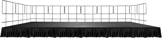12x28' Portable Stage with 21 Stages, 11 Railings & 8 Skirts - Versatile Platform Modular System - DJ, Drum, Camera Stage Riser - Easy to Carry & Transport