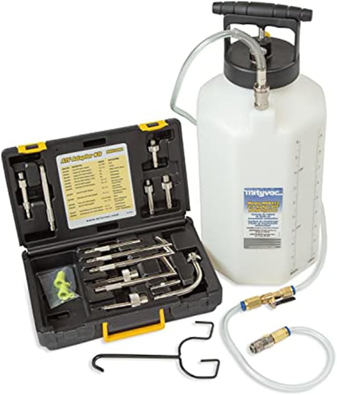 Mityvac MV6412A ATF Pneumatic Sealed Automatic Transmission Refill System, Integrated Manual Pump, 2.5 Gallon (10Liter), Flow Control Valve, Quick-Change Connection, Integrated Pressure Relief Valve