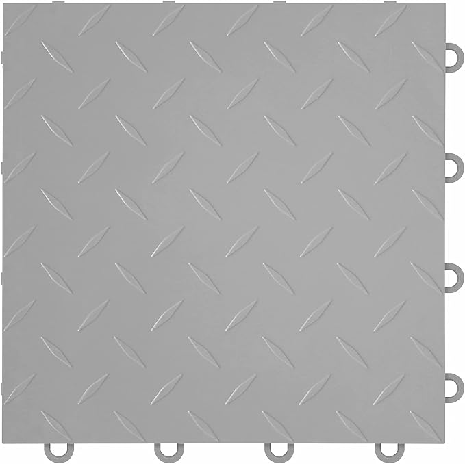 IncStores FlooringInc's Nitro 12"x12" Snap-Together Garage Flooring Tiles, Non-Slip Interlocking Plastic Floor Mat, Garage Organization & Storage, Diamond Pattern, Gunmetal, 52 Tiles, 52 Sq/Ft
