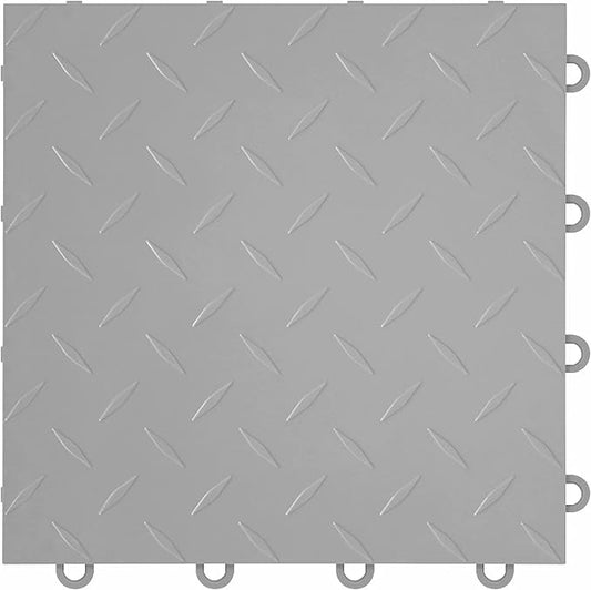 IncStores FlooringInc's Nitro 12"x12" Snap-Together Garage Flooring Tiles, Non-Slip Interlocking Plastic Floor Mat, Garage Organization & Storage, Diamond Pattern, Gunmetal, 52 Tiles, 52 Sq/Ft