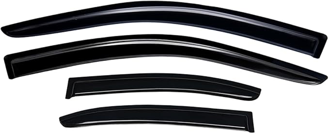 Lightronic Extra Durable Outside Mount Auto Vent Window Visor, Fits 1999-2005 Volkswagen Jetta Sedan, UV Protection Rain Guard, Original Wind Deflector, No-Drill Easy Install, Dark Smoke, 4-Pcs