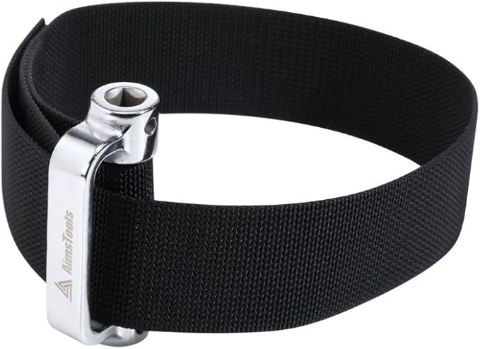 Large Nylon Heavy Duty Strap Oil Filter Wrench Up to 9"(229mm), Fits into Tight Areas, Universal Oil Filter Removal Tool No Slipping for Engine Filters, Conduit, Fittings