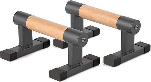 Wooden Parallel Bars 20" Length 12" Height,Dip Bar with Thick Beech Handles, Push-up stands for Handstand, L-Sit, Gymnastics, Strength Training Home Gym,Anti-slip Mats, Easy to Install,700lbs