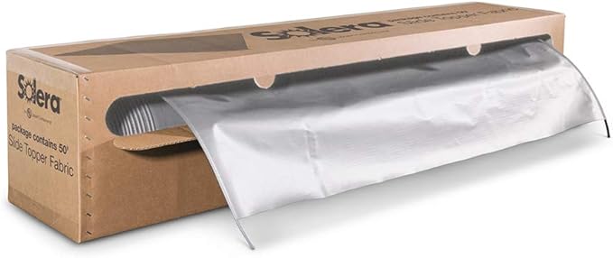 Solera Universal Slide-Topper Replacement Cut-to-Fit Fabric for 5th Wheel RVs, Travel Trailers, Motorhomes, 50' x 48" roll, White - 432252