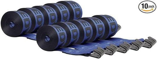 Mytee Products Kinedyne Winch Straps 4" x 30" Blue Heavy Duty Tie Down w/Flat Hooks WLL# 5400 lbs | 4 Inch Cargo Control for Flatbed Truck Utility Trailer (10 Pack)